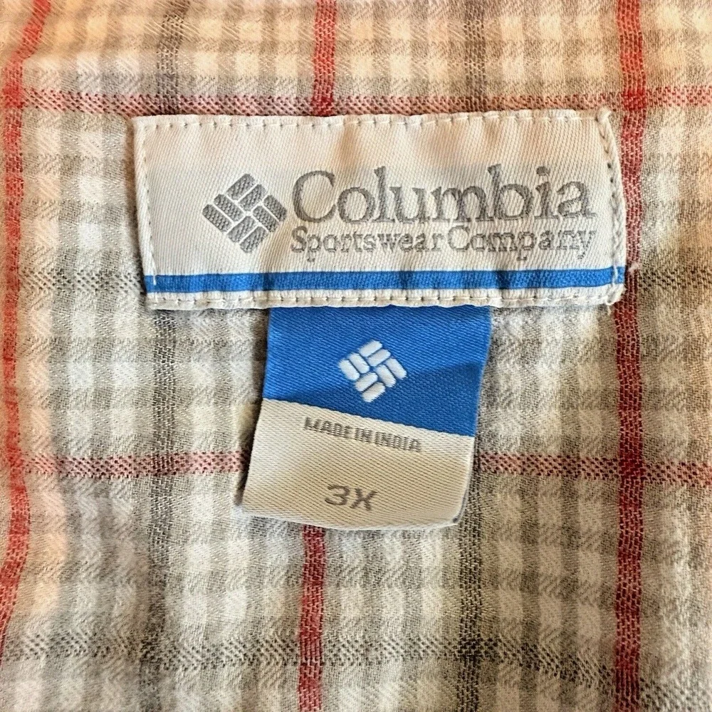 Columbia 3X Plaid Button Down Shirt Cotton Coastal Resort Outdoor Big & Tall